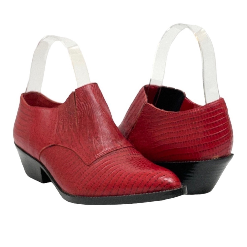 Vintage Tribeca red leather western booties sz 6